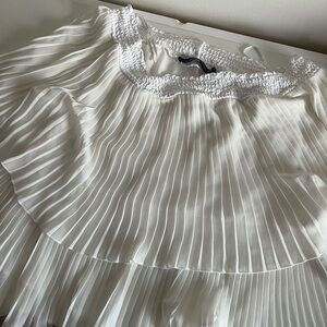 Zara women off the shoulder tiered shirt